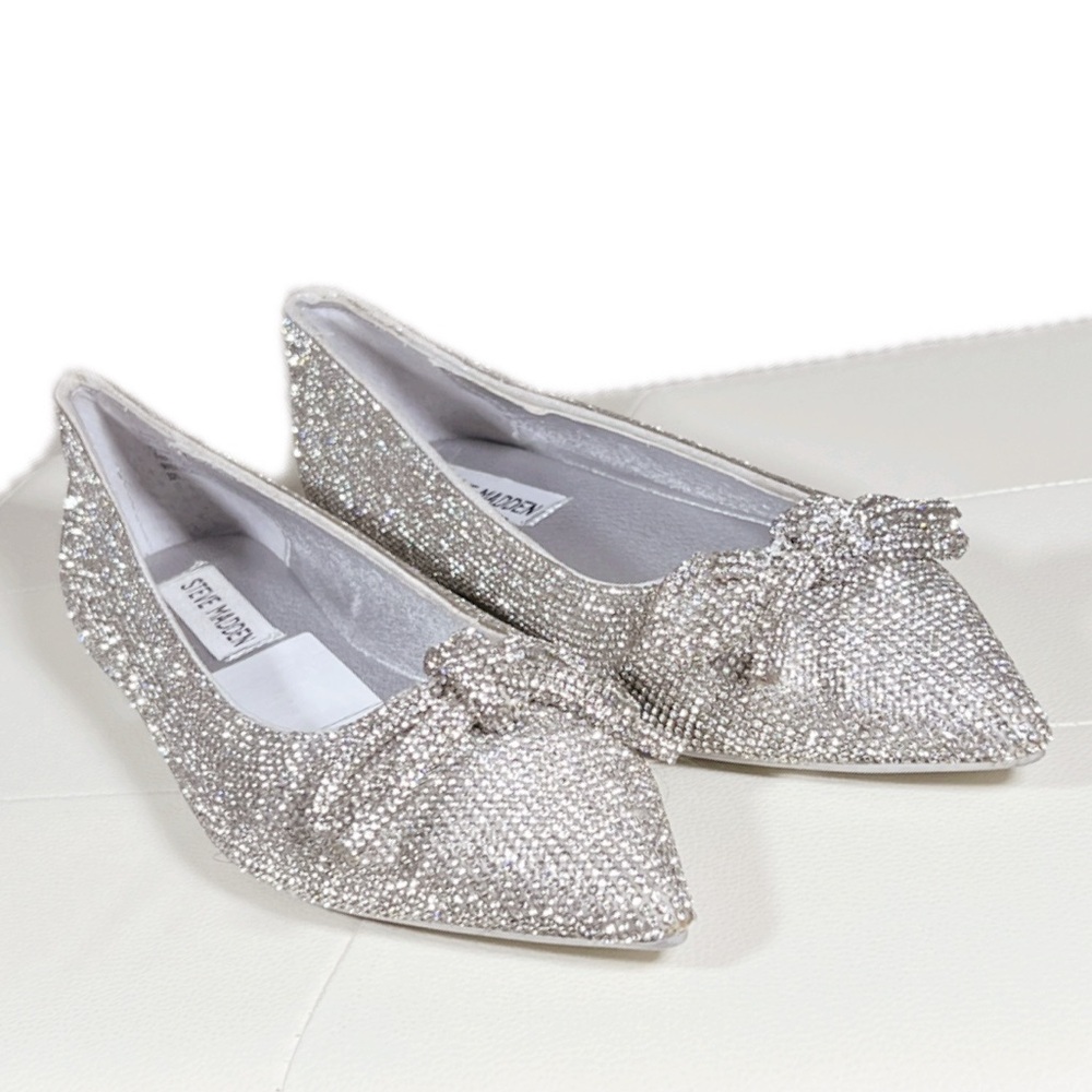 SB10 Steve Madden Elina Rhinestone Bow Dress Flats Size 6M
